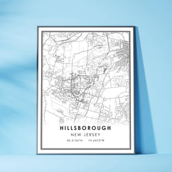 Hillsborough, New Jersey Modern Map Print 