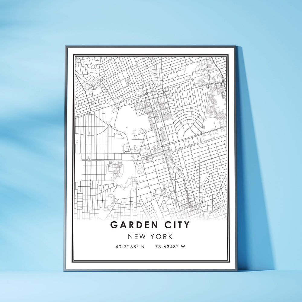 Garden City, New York Modern Map Print 