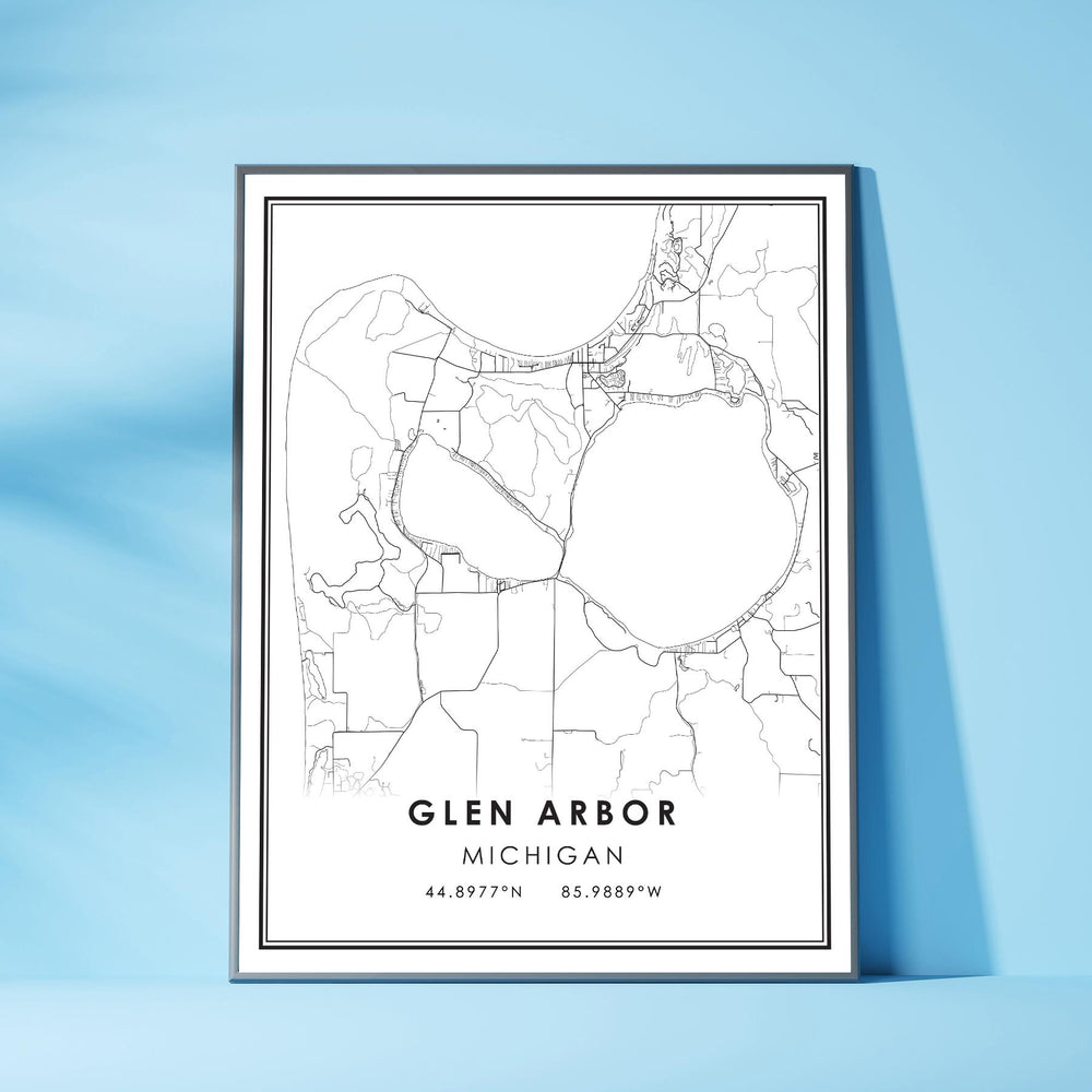 Glen Arbor, Michigan Modern Map Print 