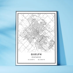 Guelph, Ontario Modern Style Map Print 