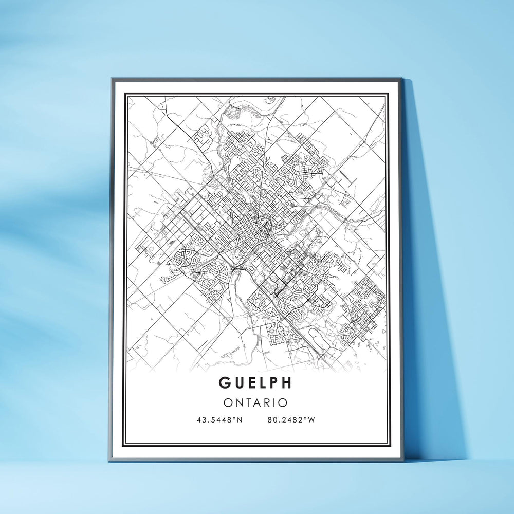 Guelph, Ontario Modern Style Map Print 