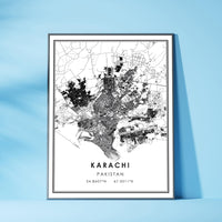 
              Karachi, Pakistan Modern Style Map Print
            
