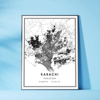 Karachi, Pakistan Modern Style Map Print