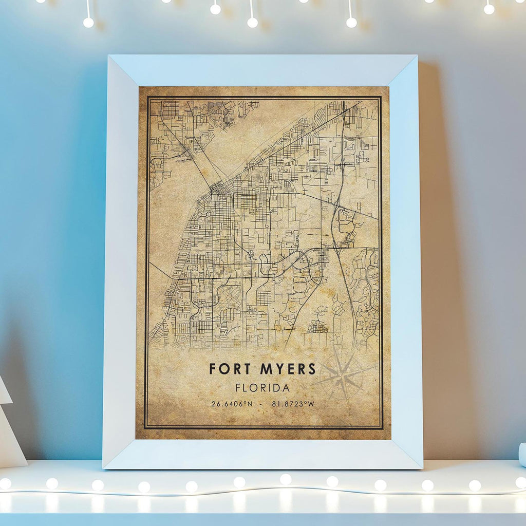 Fort Myers, Florida Vintage Style Map Print
