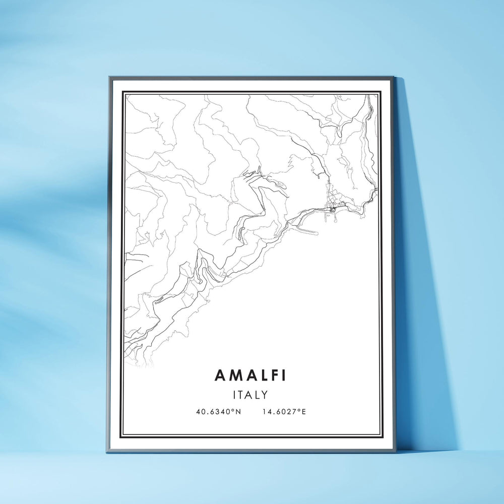 Amalfi, Italy Modern Style Map Print 