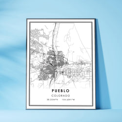 Pueblo, Colorado Modern Map Print
