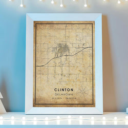 Clinton, Oklahoma Modern Map Print