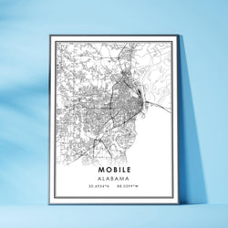 Mobile, Alabama Modern Map Print 