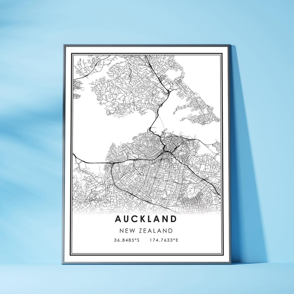 Auckland, New Zealand Modern Style Map Print 