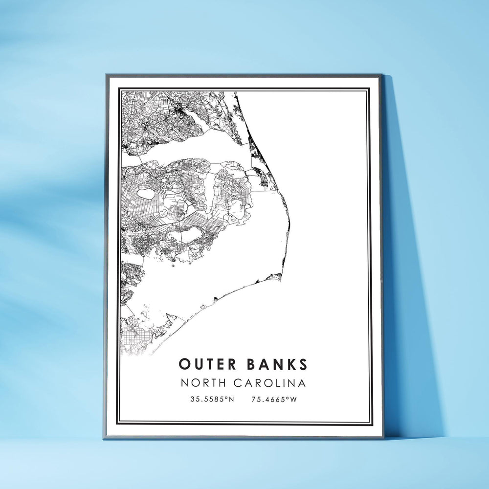 Outer Banks, North Carolina Modern Map Print 