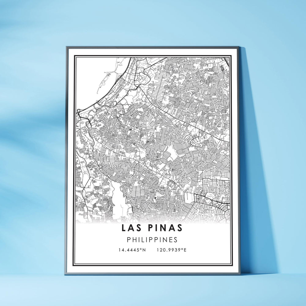 Las Pinas, Philippines Modern Style Map Print 
