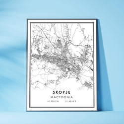 Skopje, Macedonia Modern Style Map Print 