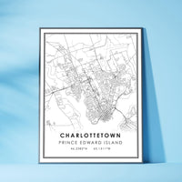Charlottetown, Prince Edward Island Modern Style Map Print 