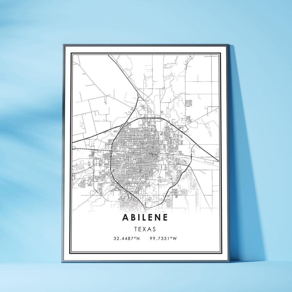 Abilene, Texas Modern Map Print 