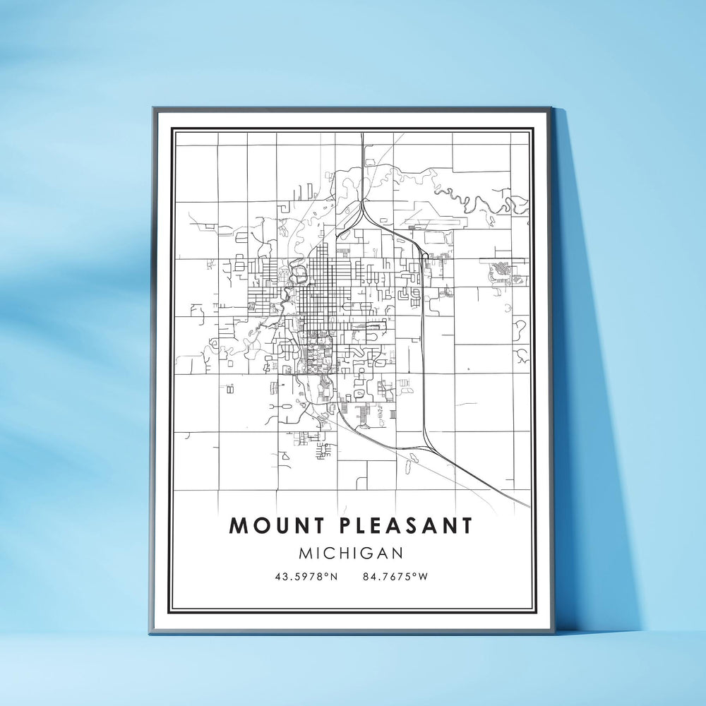 Mount Pleasant, Michigan Modern Map Print