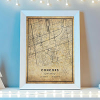 
              Concord, Ontario Vintage Style Map Print 
            