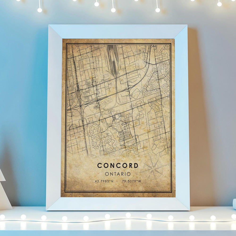Concord, Ontario Vintage Style Map Print 