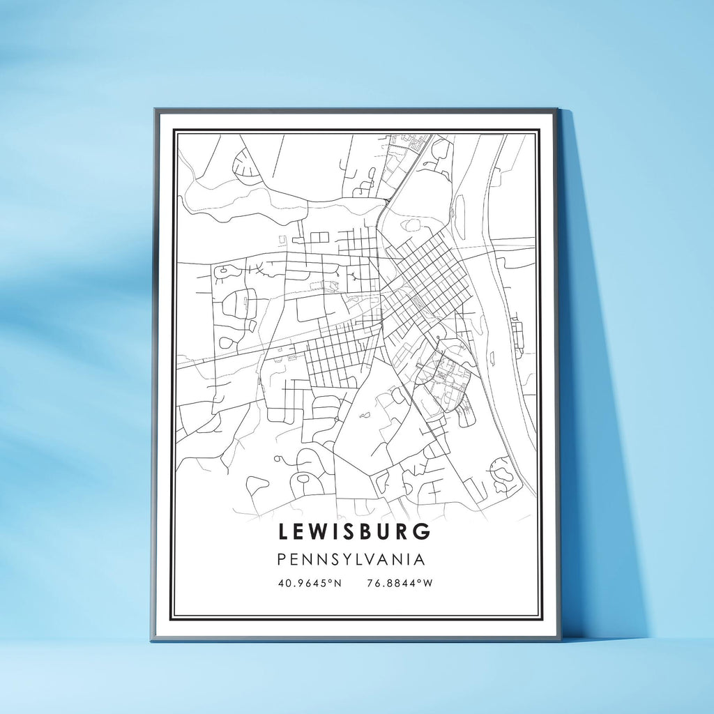 Lewisburg, Pennsylvania Modern Map Print