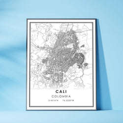 Cali, Colombia Modern Map Print 