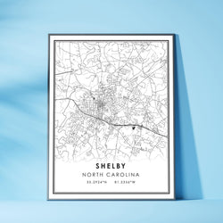 Shelby, North Carolina Modern Map Print 
