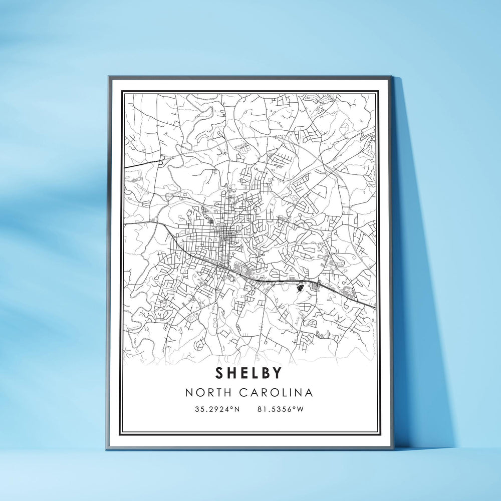 Shelby, North Carolina Modern Map Print 