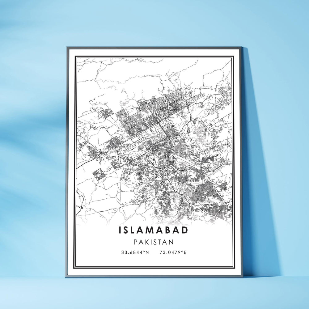 Islamabad, Pakistan Modern Style Map Print 