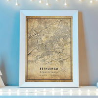 
              Bethlehem, Pennsylvania Vintage Style Map Print 
            