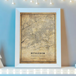 Bethlehem, Pennsylvania Vintage Style Map Print 