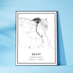 Egypt, Middle East Modern Style Map Print 