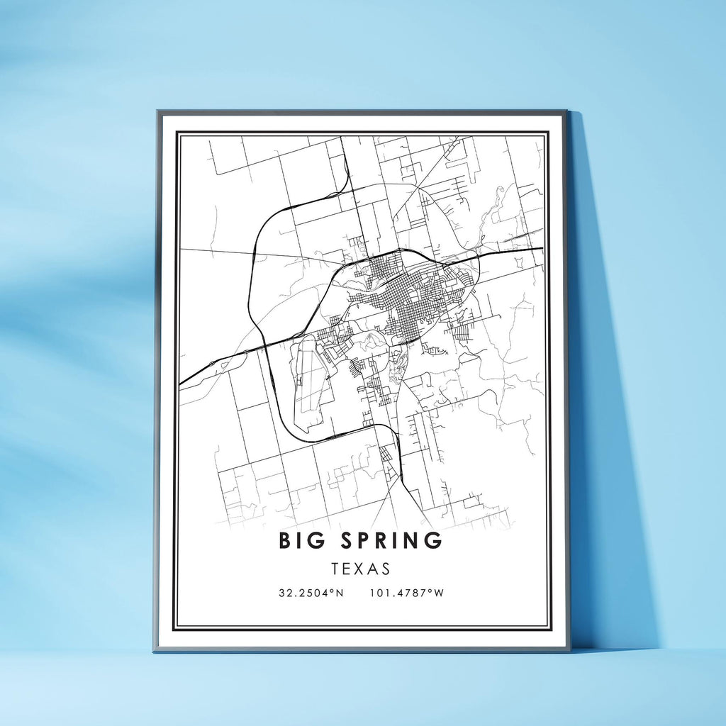 Big Spring, Texas Modern Map Print 