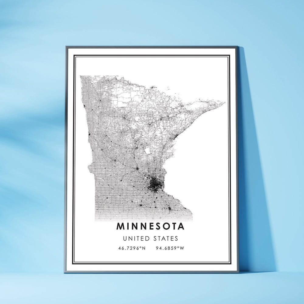 Minnesota, United States Modern Style Map Print