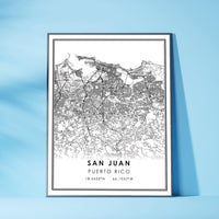 San Juan, Puerto Rico Modern Map Print 