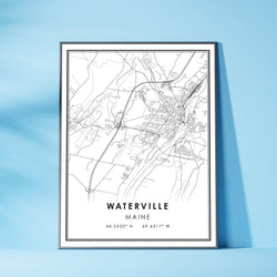 Waterville, Maine Modern Map Print 