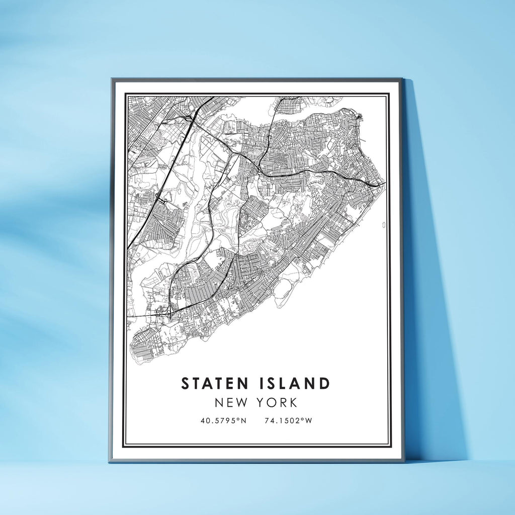 Staten Island, New York Modern Map Print