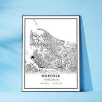 Norfolk, Virginia Modern Map Print 