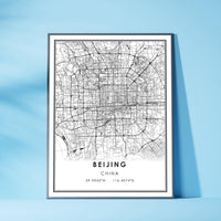
              Beijing, China Modern Style Map Print 
            