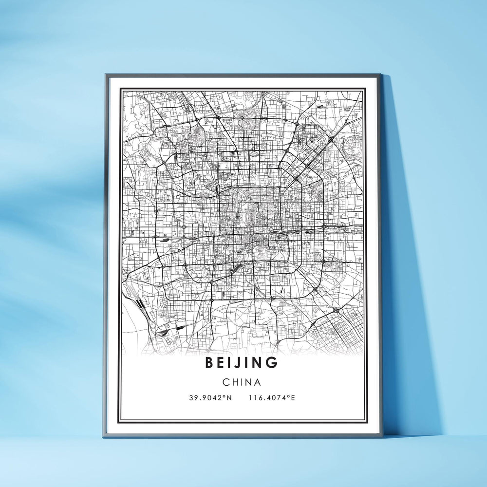 Beijing, China Modern Style Map Print 