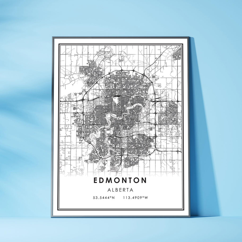 Edmonton, Alberta Modern Style Map Print 