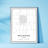 
              Wellington, Texas Modern Map Print 
            