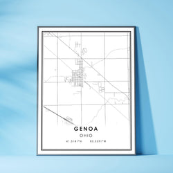 Genoa, Ohio Modern Map Print 