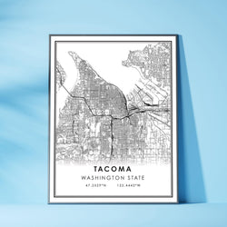 Tacoma, Washington State Modern Map Print 