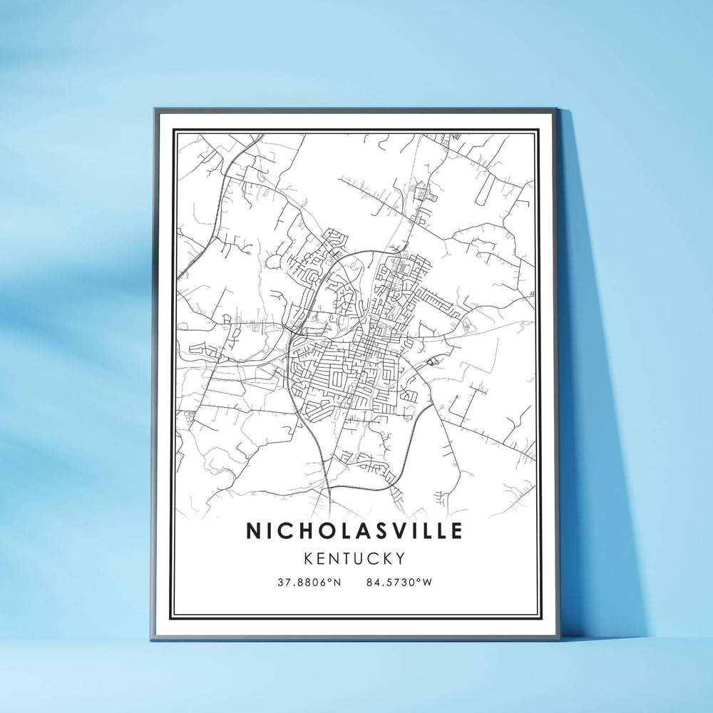 Nicholasville, Kentucky Modern Map Print
