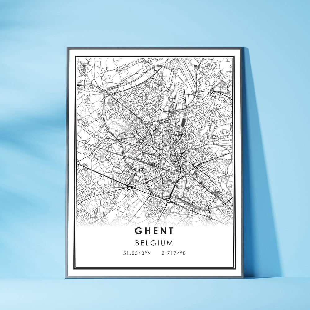 Ghent, Belgium Modern Style Map Print 