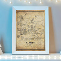 
              Parrish, Florida Vintage Style Map Print
            