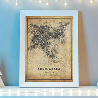 
              Addis Ababa, Ethiopia Vintage Style Map Print 
            