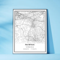 Fairfax, Virginia Modern Map Print 