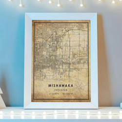 Mishawaka, Indiana Vintage Style Map Print 