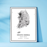 
              South Korea, East Asia Modern Style Map Print 
            
