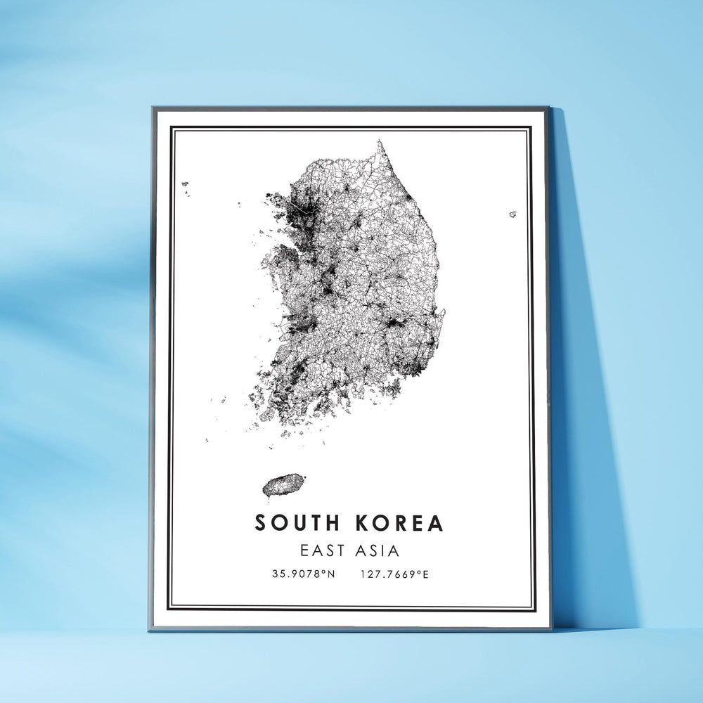 South Korea, East Asia Modern Style Map Print 