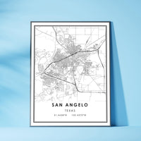 
              San Angelo, Texas Modern City Map Print
            